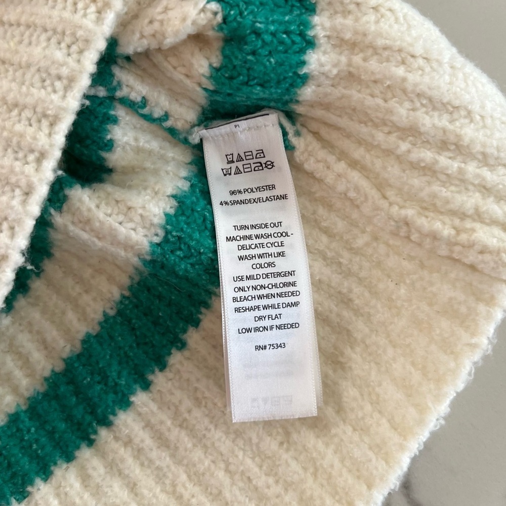 Sincerely Jules Green and Cream Striped Knit Sweater - Picture 3 of 3